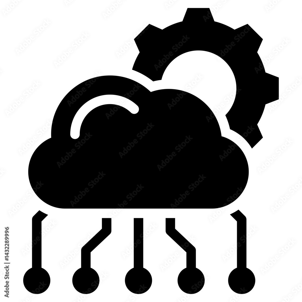 Poster cloud computing solid black icon