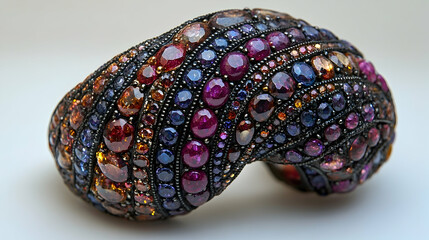 Fototapeta premium Elaborate gemstone cuff bracelet featuring rubies, sapphires, an