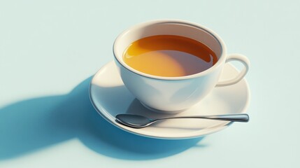 Warm cup of tea on a saucer