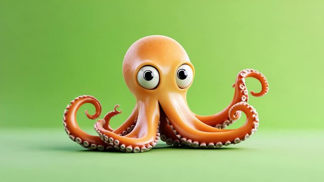 Cartoon octopus illustration against lime green background