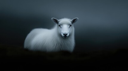 Obraz premium Majestic white sheep in moody landscape
