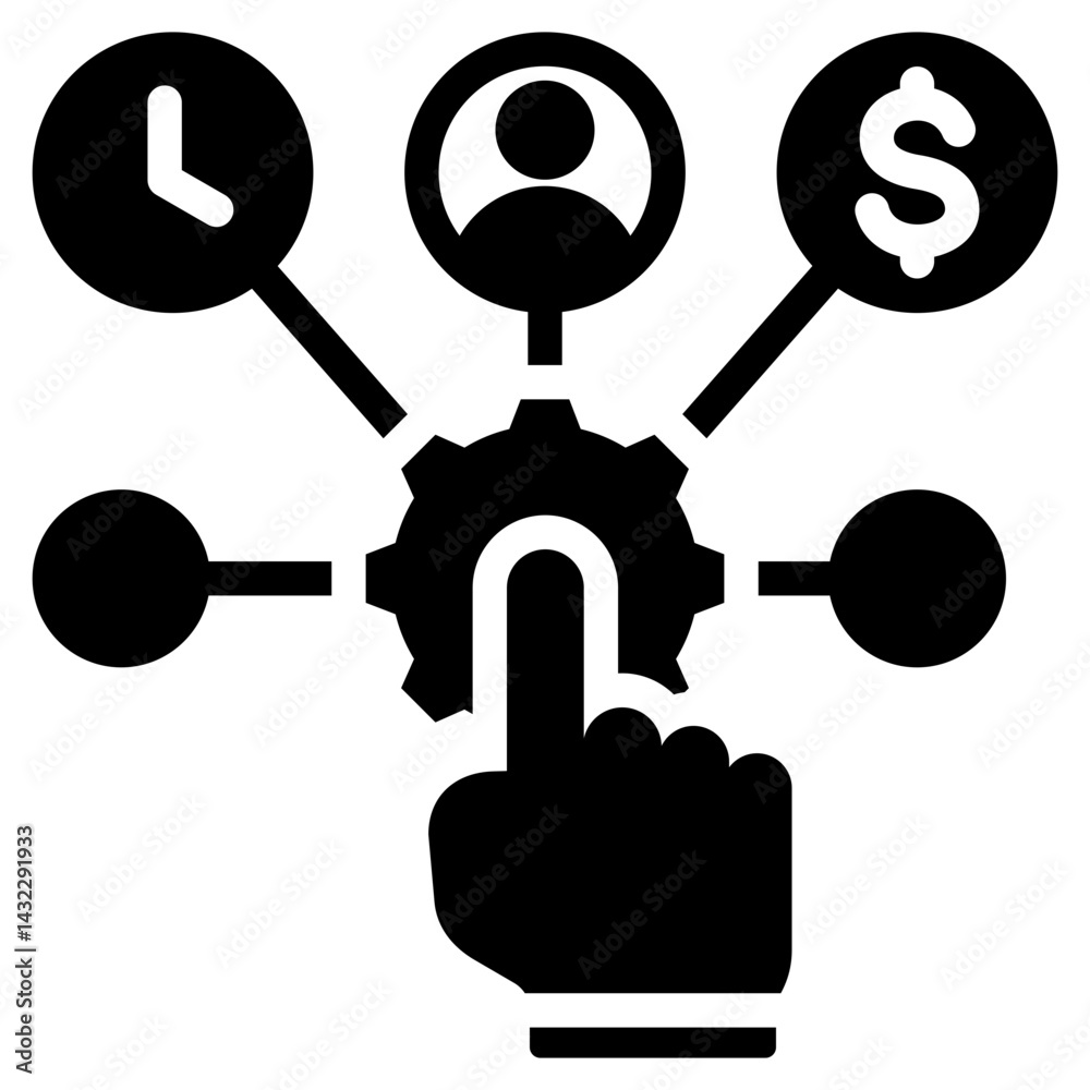Poster resource allocation solid black icon