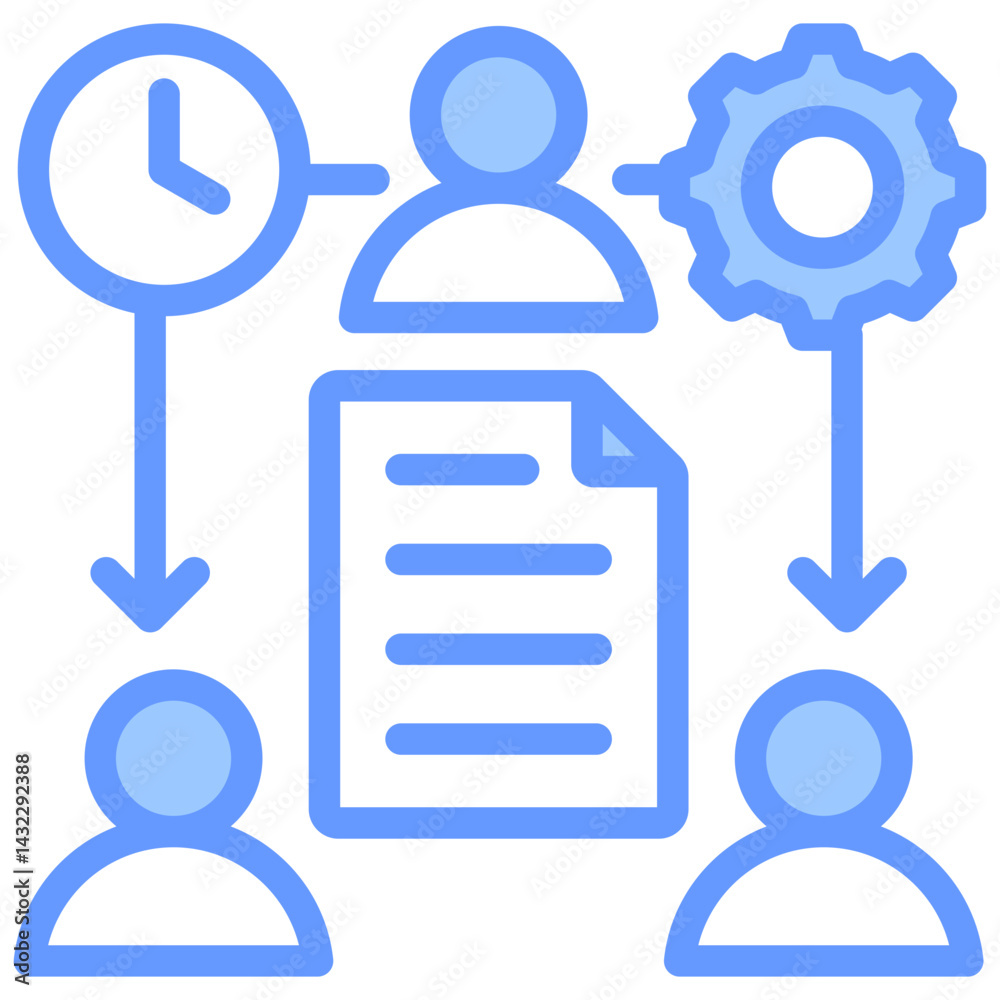 Poster task delegation lineal blue icon