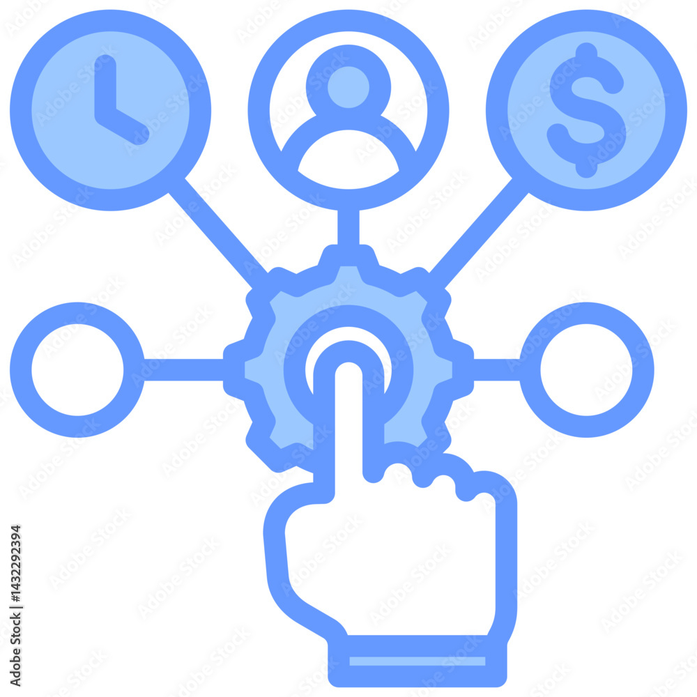 Poster resource allocation lineal blue icon