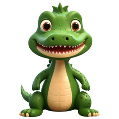 Fototapeta premium Cute cartoon crocodile character isolated on a transparent background.