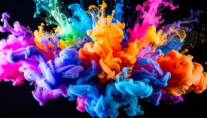 Fototapeta premium Colored ink diffusing in clear water captured in high speed