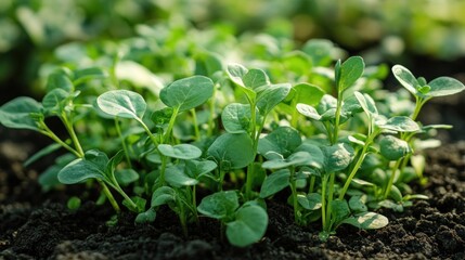 Obraz premium Close-up of young seedlings growing in soil