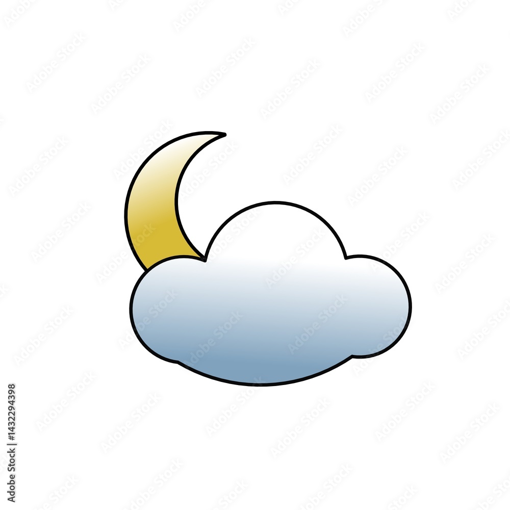 Fototapete moon and cloud icon vector on white background,moon and cloud icon stock moon and cloud design backg