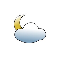 Moon and cloud icon vector on white background,moon and cloud icon stock moon and cloud design background for web,app and template 