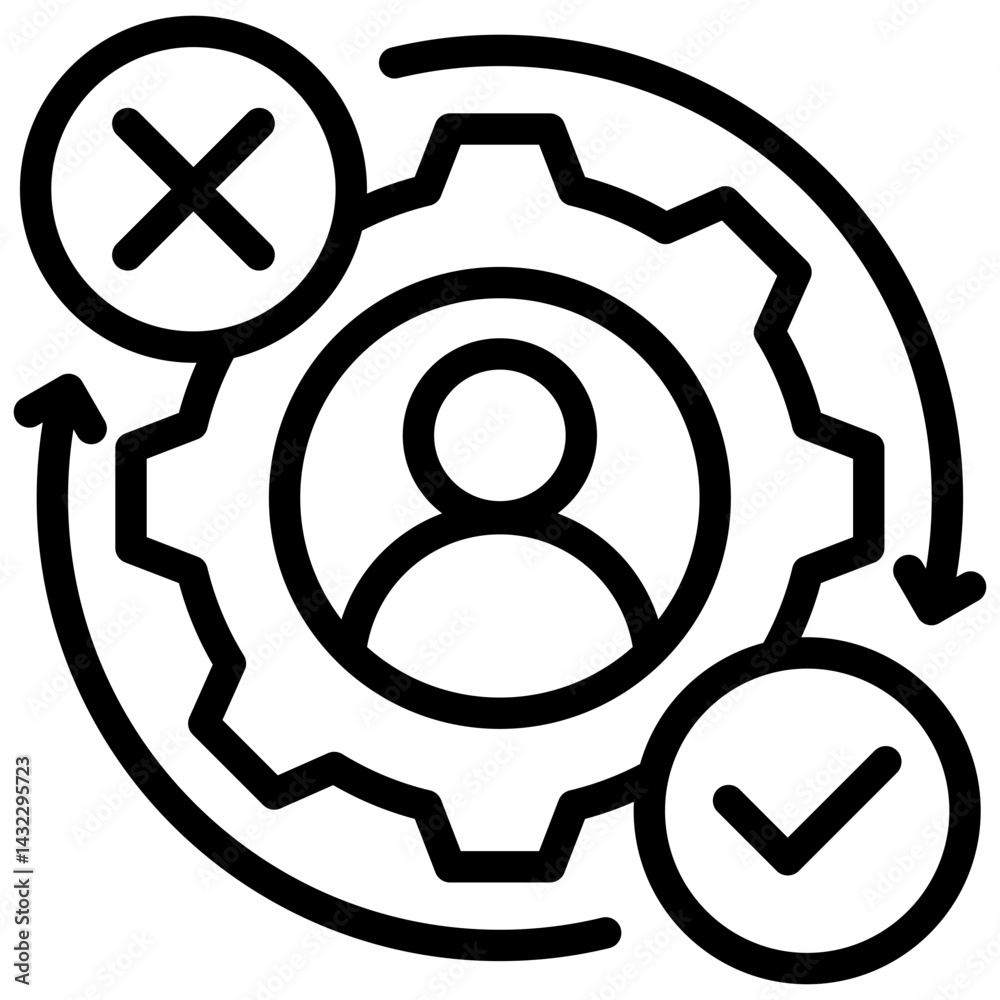 Poster decision making process outline icon
