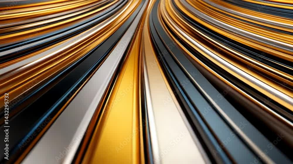 Poster abstract flowing lines in gold, black, and white creating dynamic patterns for backgrounds or design