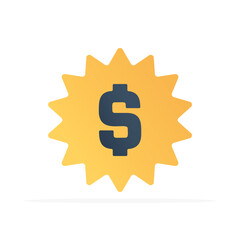 dollar badge icon, colored flat vector. modern and minimalist design.