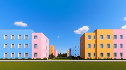 Colorful Apartment Complex On A Sunny Day