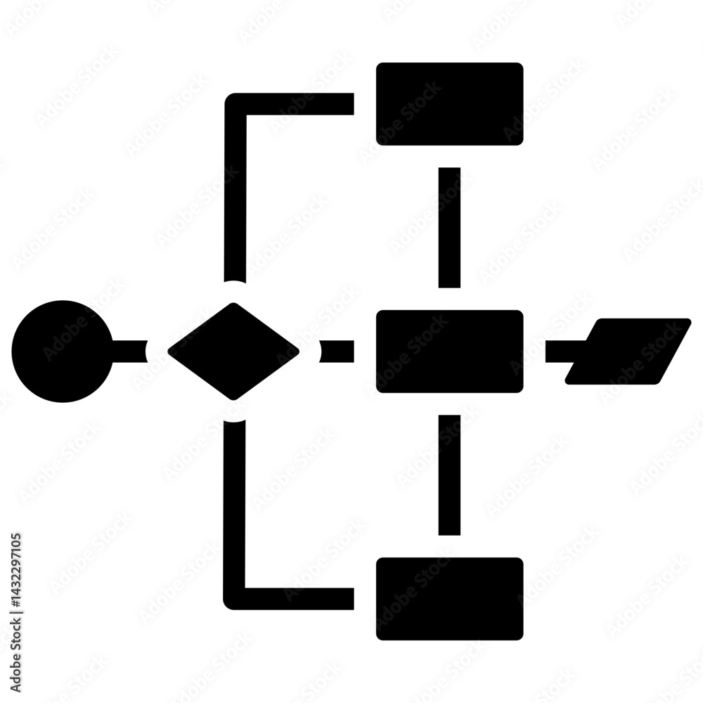 Poster process flowcharting solid black icon