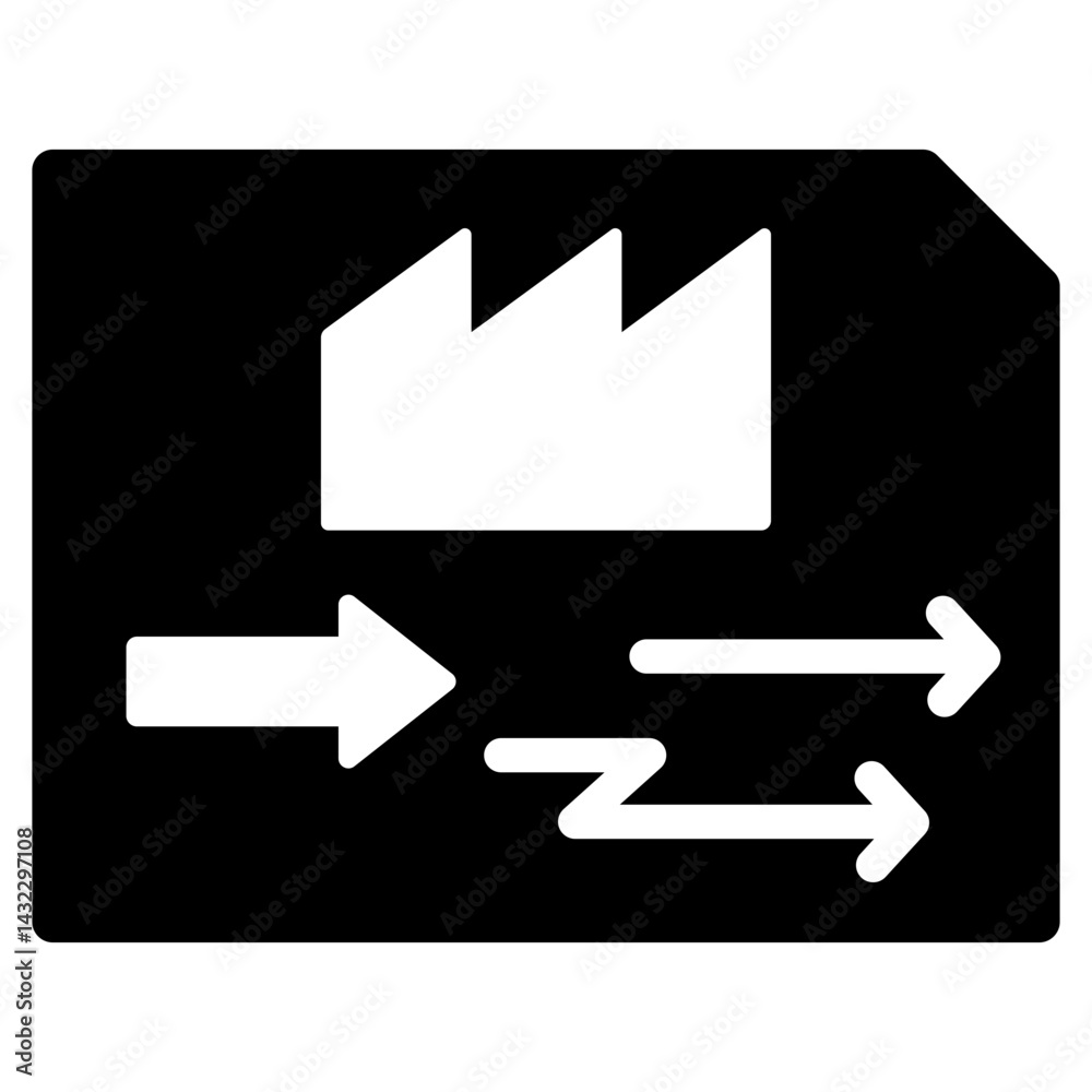 Poster value stream mapping solid black icon