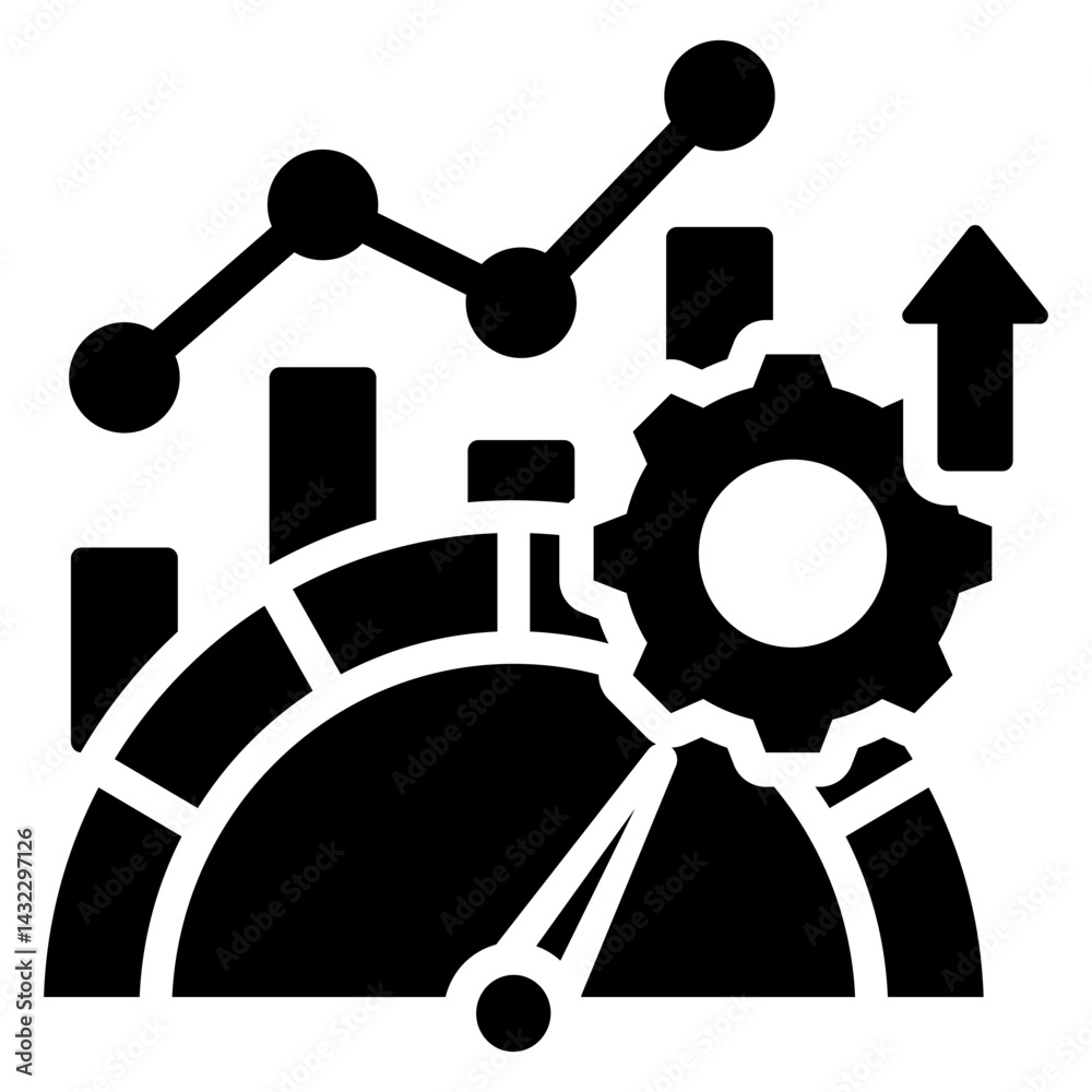 Poster efficiency benchmark solid black icon