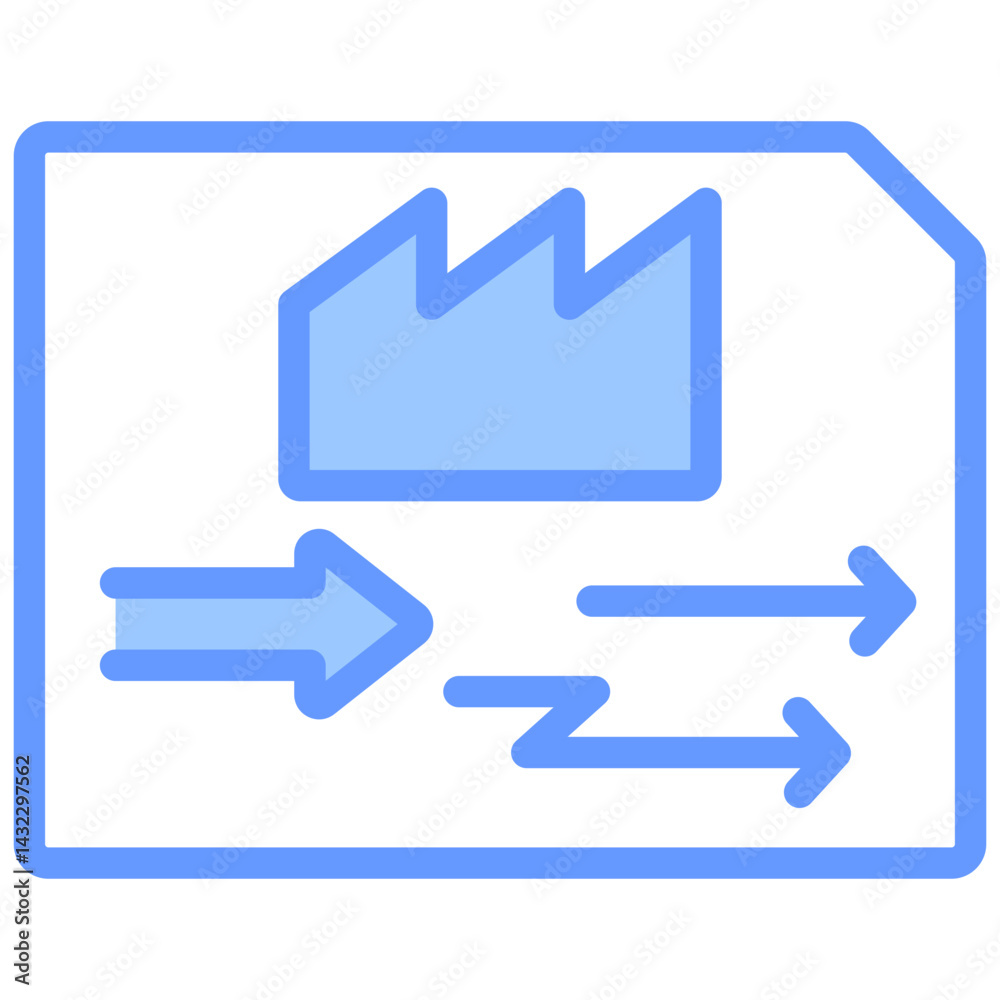 Poster value stream mapping lineal blue icon
