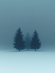 Foggy Trees, Minimalist Scene