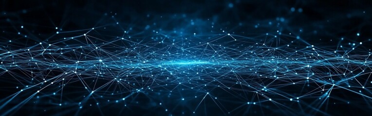 Fototapeta premium Digital Data Network with Connected Nodes and Glowing Network Connections