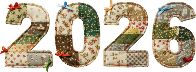 2026 New Year Patchwork Fabric Numbers Handmade Craft Design