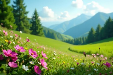 Blurred natural landscape, perfect for product display, soft, bokeh, art
