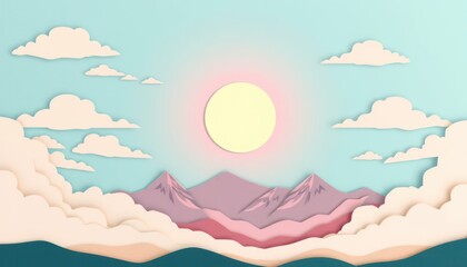 Pastel Mountains and Cloudscape