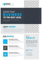 Flyer designs with various shapes like round, triangular etc. and customizable colors like off-white, green, sky blue, pink, orange, blue etc.