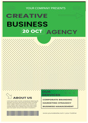 Flyer designs with various shapes like round, triangular etc. and customizable colors like off-white, green, sky blue, pink, orange, blue etc.