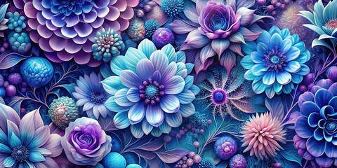 Abstract Floral Texture - Blue Purple Gray
