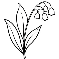 lily of the valley flower line art vector isolated on white background