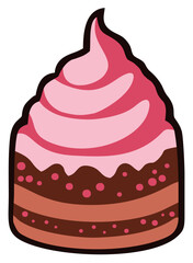 Strawberry chocolate cake. Editable color vector