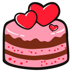 Valentine chocolate strawberry cake. Editable color vector