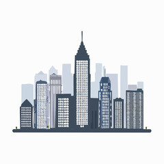 Vector Image:  Silhouette, Tall Buildings for a Black and White Big City Skyline