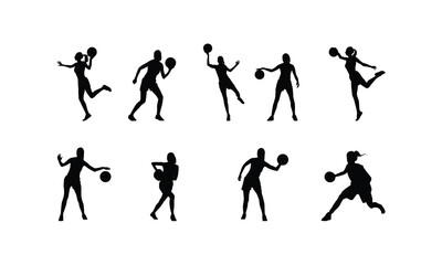 Silhouettes of women playing basketball