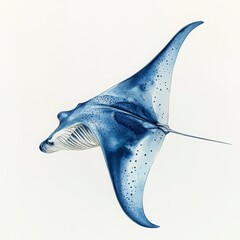 Majestic Blue Manta Ray Swimming Gracefully Underwater