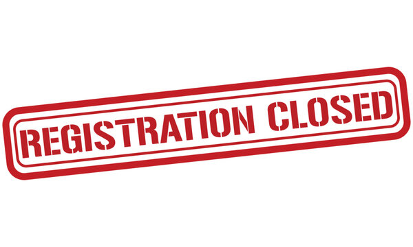 REGISTRATION CLOSED red stamp text vector, rubber stamp
