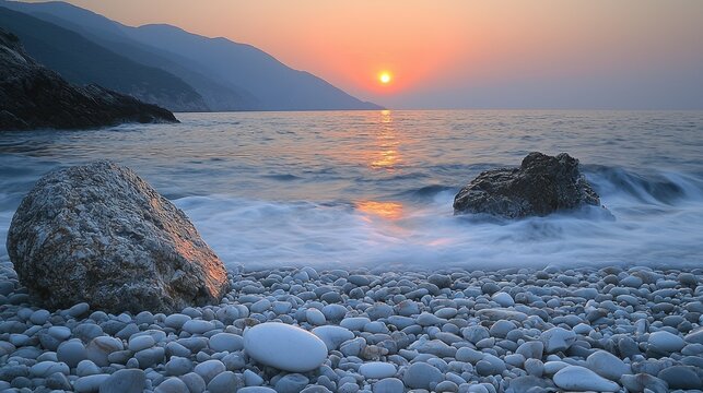 Serene Sunset at Pebble Beach - Powered by Adobe