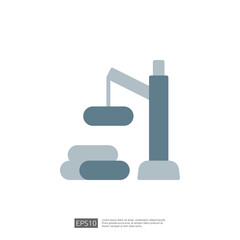 Construction Icon Representing Home Renovation Project with Crane and Building Materials in Modern Style