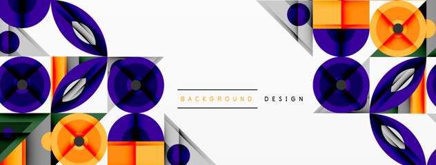 Abstract geometric pattern. Purple, orange hues dominate design. Modern style, clean lines create dynamic visual effect.