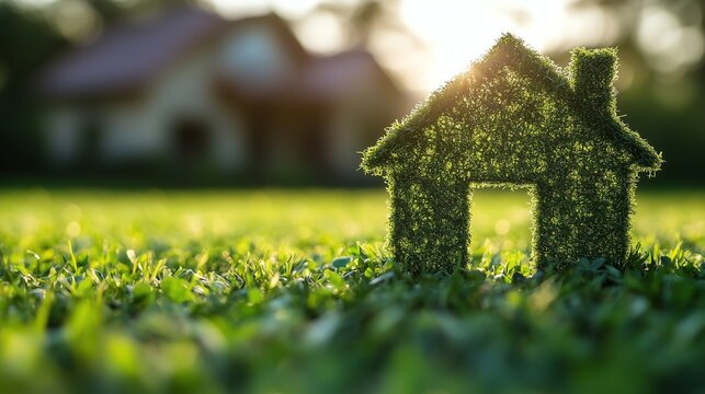 Hand holding a digital tablet displaying a house efficiency rating, highlighting ecological living concepts