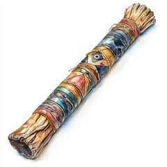 Colorful Handmade Artisanal Stick with Natural Textures and Patterns