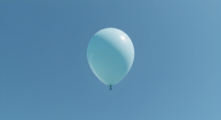 Obraz premium Solitary Pastel Balloon Floating Serenely Against Clear Blue Skies