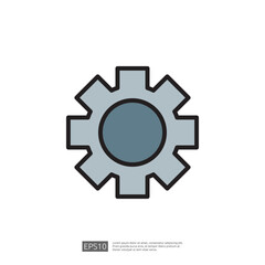 Simple Grey Gear Icon Representing Mechanical Design and Engineering Concepts in a Modern, Minimalist Style for Home Renovation Themes