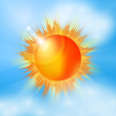 Sol com nuvens no céu