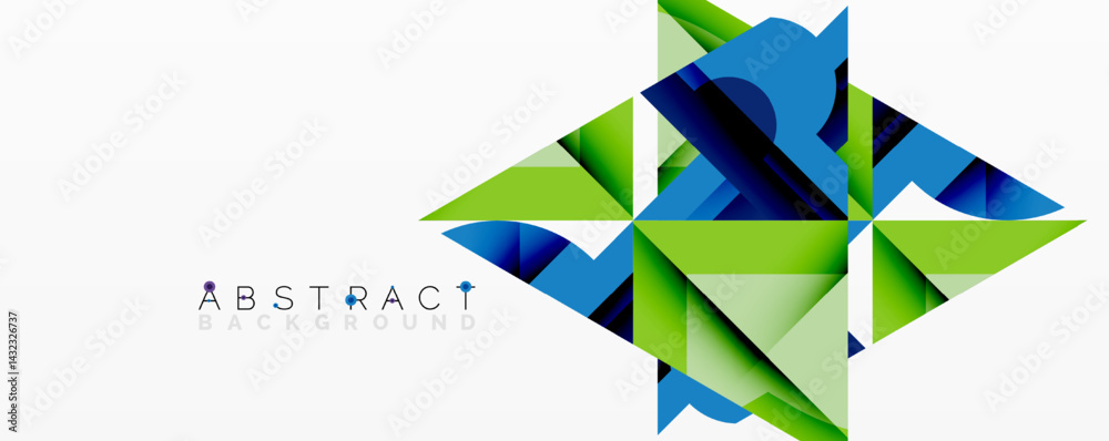 Fototapete geometric shapes create vibrant abstract design. blue, green gradients form modern pattern. clean li