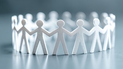 Group of colorful paper people representing mutual support and distributed income insurance concept in a creative design