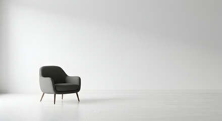 Elegant Armchair Placed in a Minimalist Room with Ample Copy Space