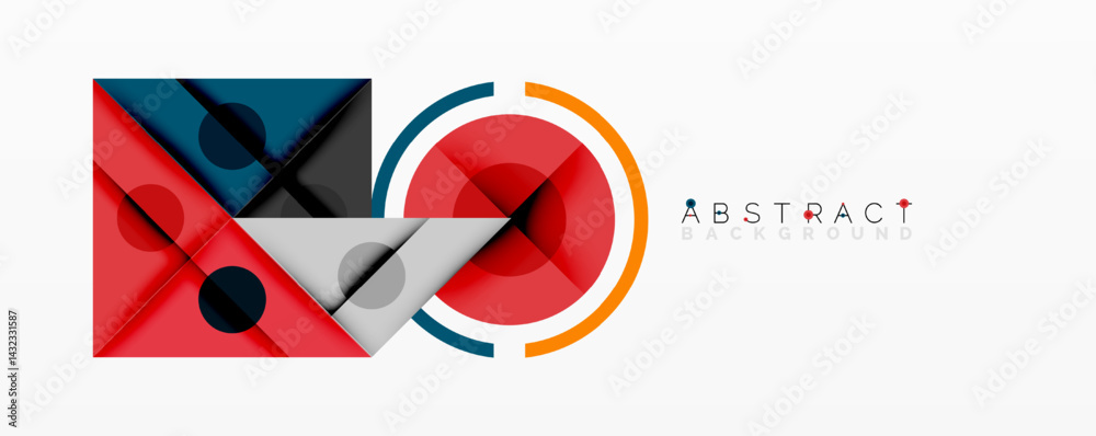 Poster Modern abstract design. Geometric shapes overlap, creating vibrant color contrasts. Minimalist composition suits digital projects.