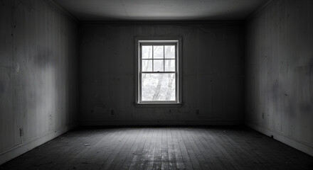 Dark Room With Light Coming Through The Window In An Old House