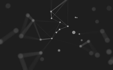 Abstract background. Molecules technology with polygonal shapes, connecting dots and lines. Connection structure. Big data visualization.